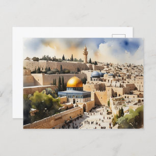 Jerusalem Israel watercolor art Postcard