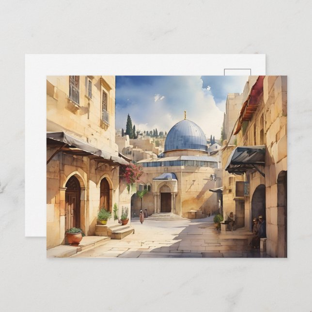 Jerusalem Israel watercolor art Postcard (Front/Back)