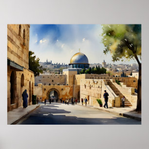 Jerusalem Israel watercolor art Poster