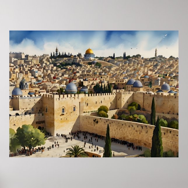 Jerusalem Israel watercolor art Poster (Front)