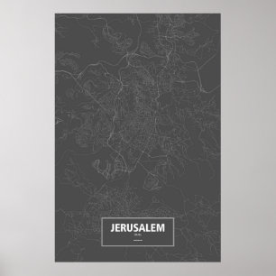 Jerusalem, Israel (white on black) Poster