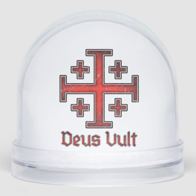 Jerusalem Knight Templar Crusader Cross Christian Snowglobe (Front)