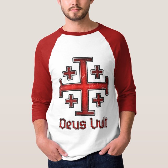 Jerusalem Knight Templar Crusader Cross Christian T-Shirt (Front)