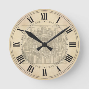 Jerusalem, Mediaeval Woodcut Round Clock
