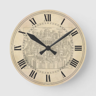 Jerusalem, Mediaeval Woodcut Round Clock