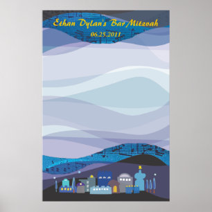 Jerusalem Musical Bar Bat Mitzvah Sign - In Poster