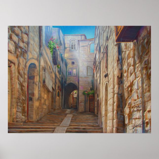 Jerusalem Old Street David city Israel Fine Art Poster (Front)
