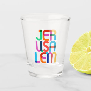 Jerusalem Palestine Israel Pop Art Letters Shot Glass