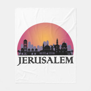 Jerusalem Skyline - Israel Travel Fleece Blanket