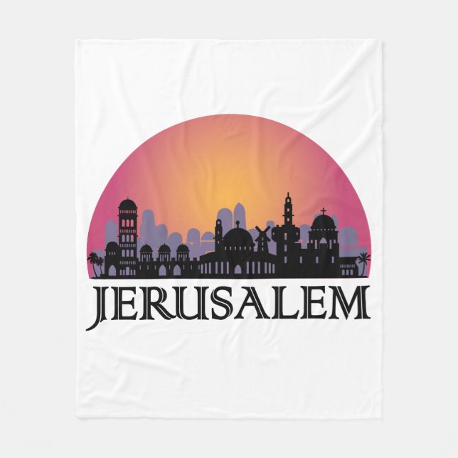Jerusalem Skyline - Israel Travel Fleece Blanket (Front)