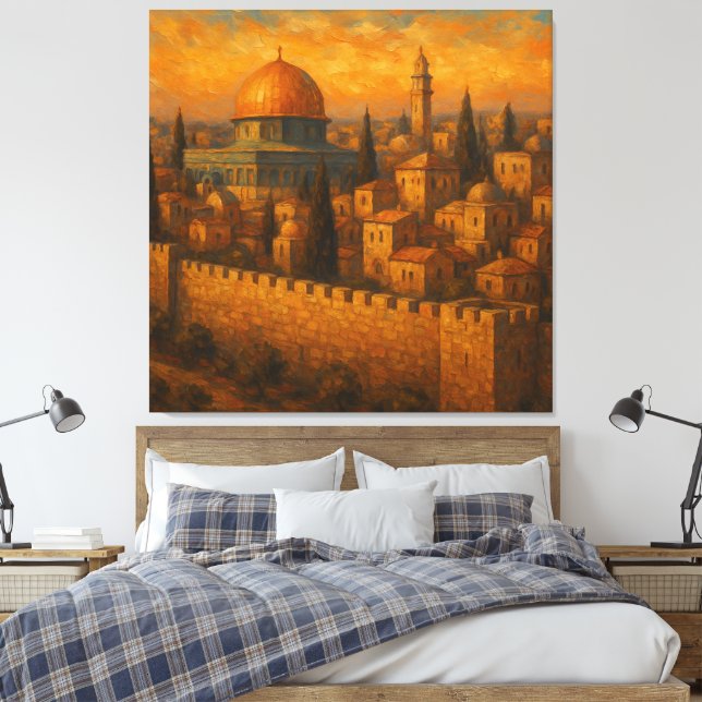 Jerusalem's Eternal Splendour Canvas Print (Insitu(Bedroom))