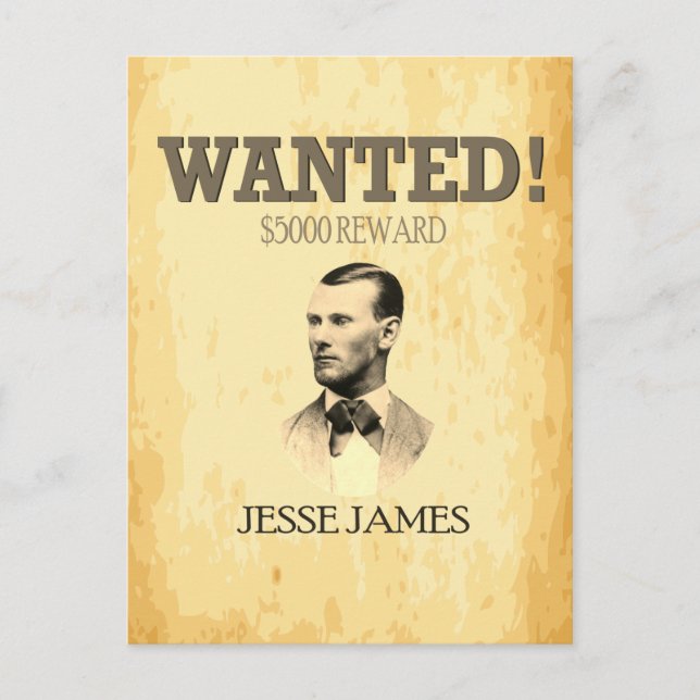 Jesse James Wanted Outlaw 🚨 Wild West USA  Postcard (Front)