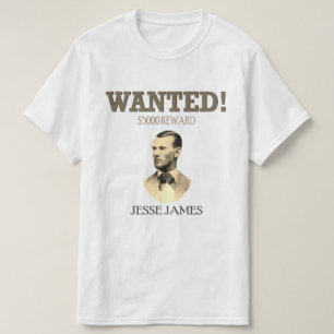 Jesse James Wanted Outlaw 🚨 Wild West USA  T-Shirt