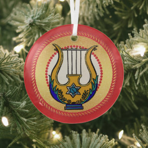 Jesse Tree David's Harp Glass Tree Decoration