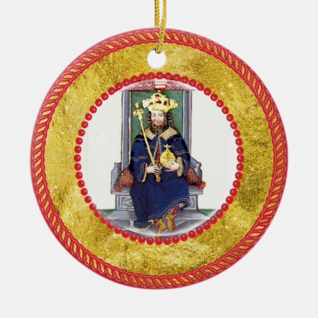 Jesse Tree King and Sceptre Ceramic Tree Decoration (Front)