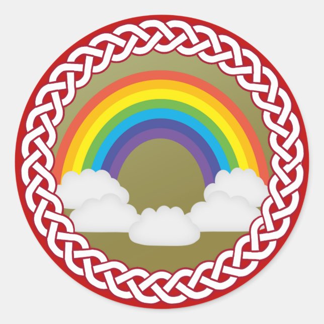 Jesse Tree Rainbow Ornament Classic Round Sticker (Front)