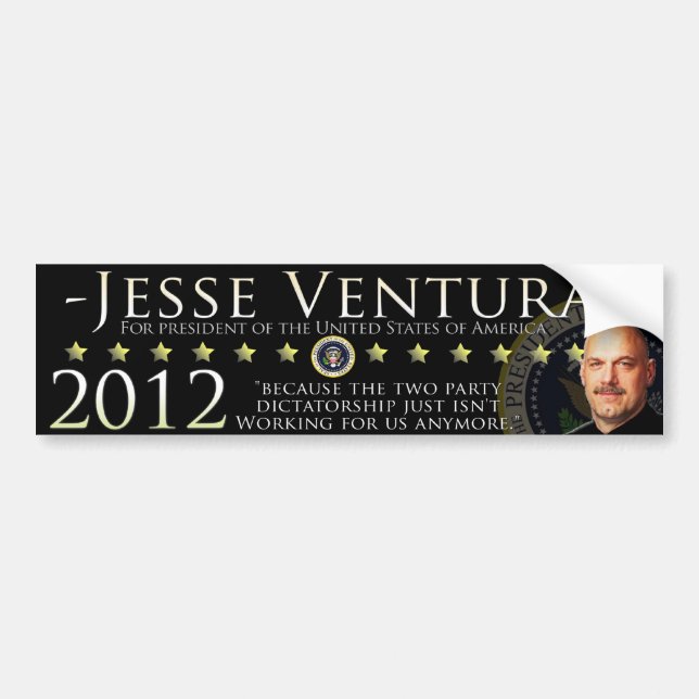 Jesse Ventura 2012 Bumper Sticker - Black (Front)