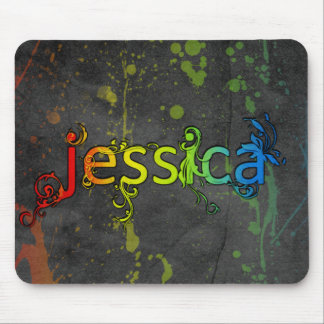 Jessica artsy rainbow name mousepad