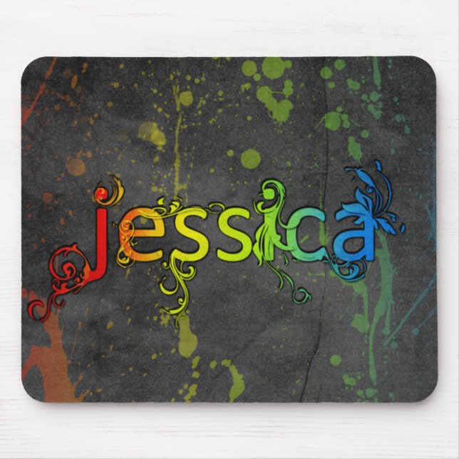 Jessica artsy rainbow name mousepad (Front)