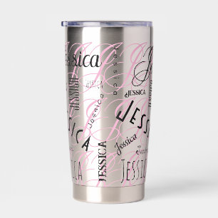 Jessica Custom Name Black Pink Insulated Tumbler