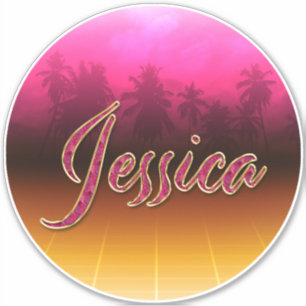 Jessica First Name Golden pink Sticker
