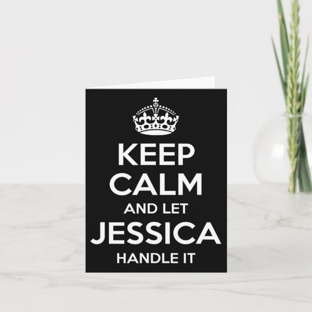 Jessica Keep Calm Personalised Name Funny Birthday Card (Front)