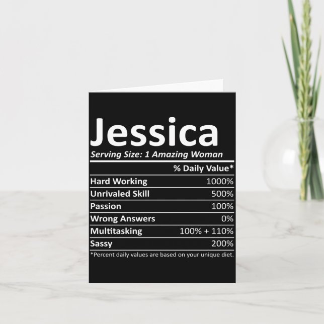 Jessica Rition Personalised Name Funny Performance Card (Front)