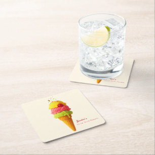 Jessica’s Scoop. Smile. Repeat. Square Paper Coaster