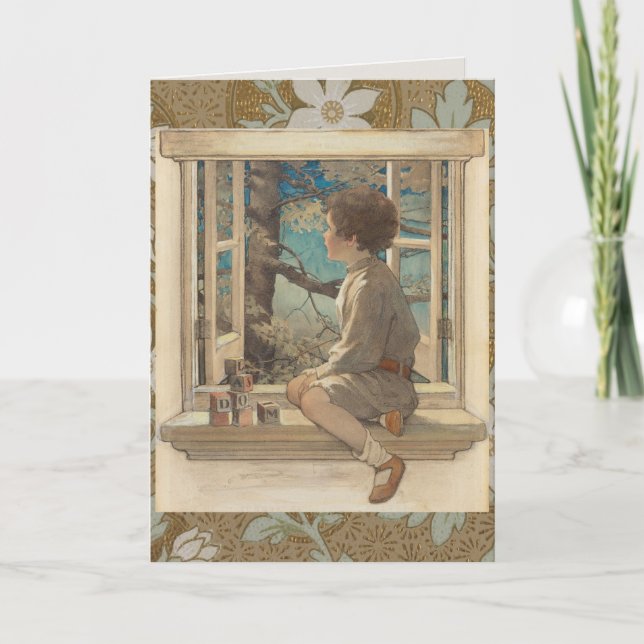 Jessie Wilcox Smith "Dream Blocks" Boy Window Card (Front)