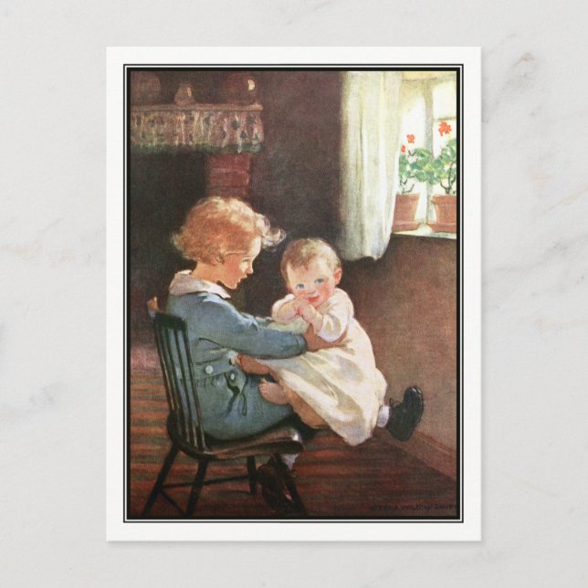 Jessie Willcox Smith - Vintage Boy and Baby Postcard (Front)