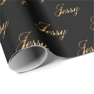 Jessy gold Design Lettering Geschenkpapier Wrapping Paper