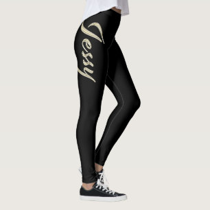Jessy white gold Handwriting trousers Leggings