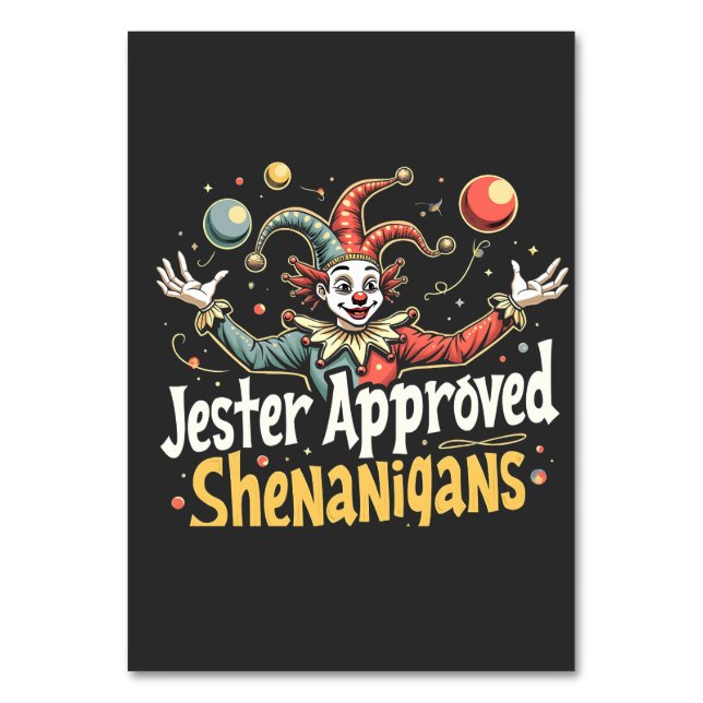 Jester Approved Shenanigans Circus Clown  Table Number (Front)