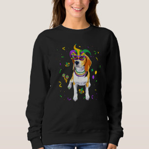 Jester Beads & Mask Beagle Dog  Owner Mardi Gras P Sweatshirt
