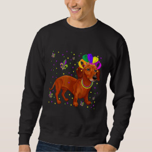 Jester Beads Mask Dachshund Dog Lover Owner Mardi  Sweatshirt