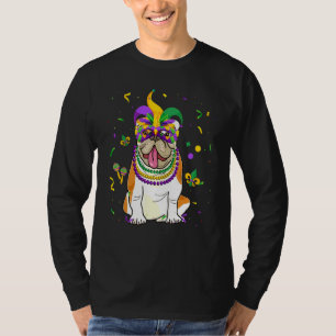 Jester Beads Mask English Bulldog Dog  Owner Mardi T-Shirt