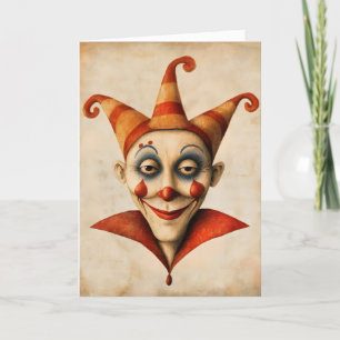 Jester Clown Retro Face Holiday Card