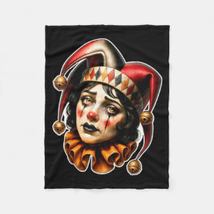 Jester Clown Sad Fleece Blanket