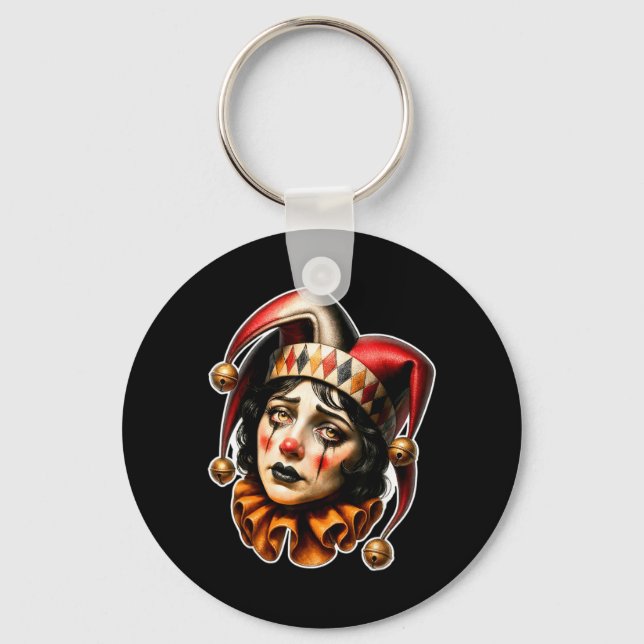 Jester Clown Sad Key Ring (Front)