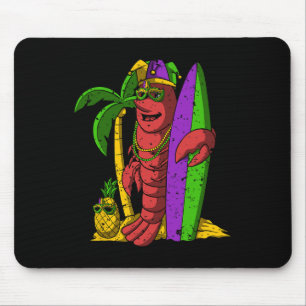 Jester Crawfish Surfer Mardi Gras Surfing Carnival Mouse Pad