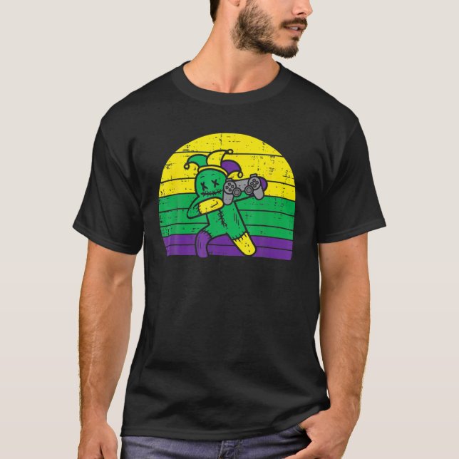 Jester Dab Game Controller Mardi Gras Video Gamer T-Shirt (Front)