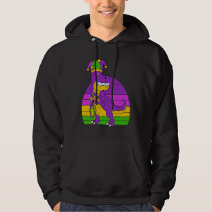 Jester Dinosaur Masquerade Mask Sleeping Mardi Gra Hoodie