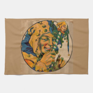 jester from the 1920s tea towel