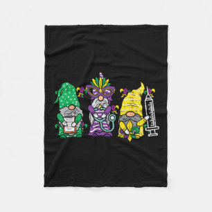 Jester Gnomes Nurse Mardi Gras Women Rn Icu Nicu E Fleece Blanket