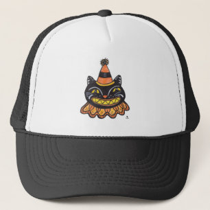 Jester Halloween Vintage Art Cartoon Cat Trucker Hat