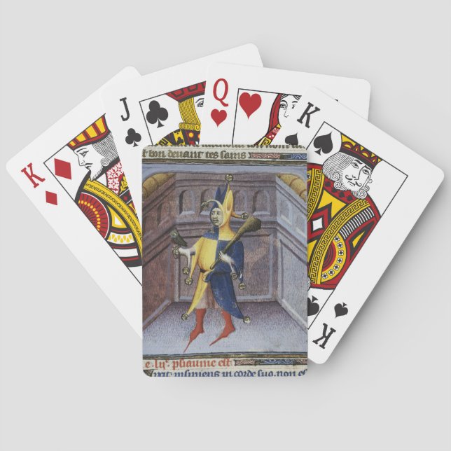 JESTER HOLDING OWL MEDIEVAL MANUSCRIPT  PLAYING CARDS (Back)