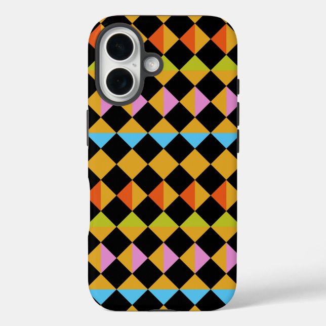 Jester Joker Motley Diamonds Squares Geometric Case-Mate iPhone Case (Back)