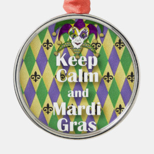 Jester Mask Keep Calm and Mardi Gras Metal Tree Decoration
