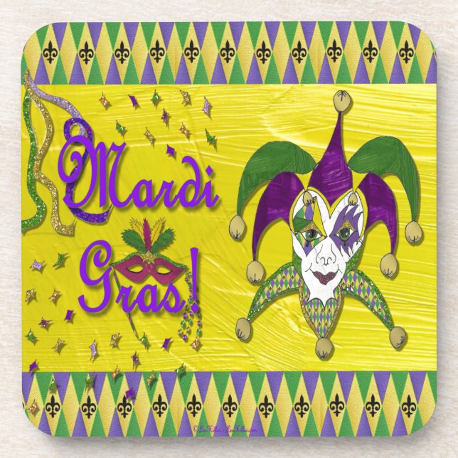 Jester Mask Mardi Gras Harlequin Coaster (Front)