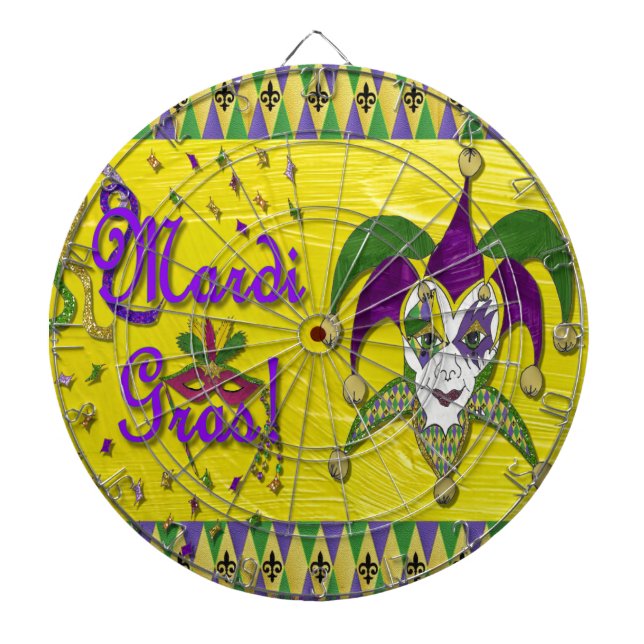 Jester Mask Mardi Gras Harlequin Dartboard (Front)